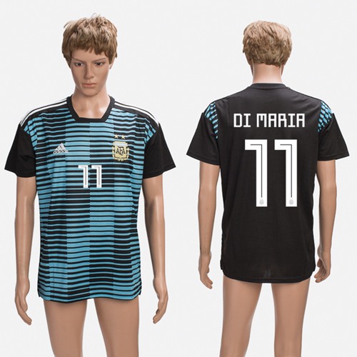 Argentina #11 Di Maria Black Training Soccer Country Jersey - Click Image to Close